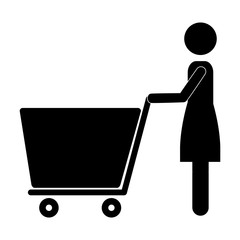 woman with shopping cart icon image vector illustration design 