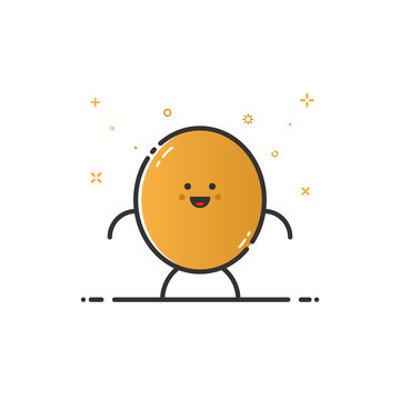 Vector illustration of funny potato character cartoon isolated in line style. Linear brown cute vegetable icon with face smile. Flat design banner web and mobile app Outline vegan expression
