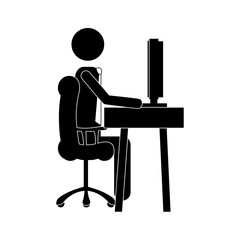 businessman and desk pictogram icon image vector illustration design 