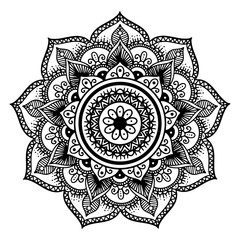 Outline Mandala for coloring book. Decorative round ornament. Anti-stress therapy pattern. Weave design element. Yoga logo, background for meditation poster. Unusual flower shape oriental line vector.