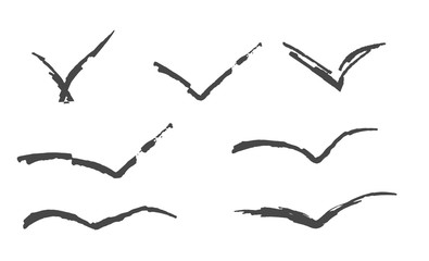 Flyind birds isolated silouette