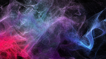 Clouds of varicolored dust in the dark, 3d illustration