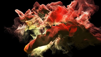 Clouds of colorful smoke in the dark, 3d illustration