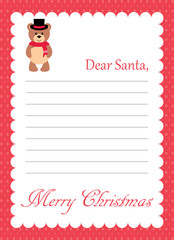 cartoon letter to santa with teddy