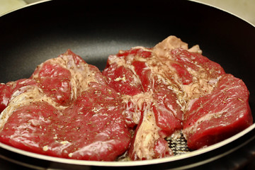 Ready raw fresh steak  for cooking .