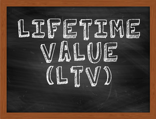 LIFETIME VALUE LTV handwritten text on black chalkboard