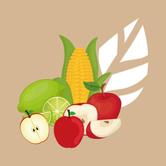 delicious fresh fruits vegetable icon vector illustration graphic design