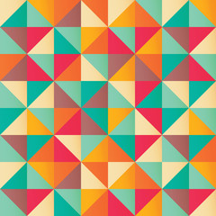 Geometric seamless pattern with colorful triangles in retro design