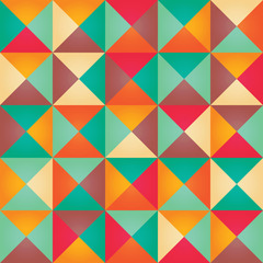 Geometric seamless pattern with colorful triangles in retro design