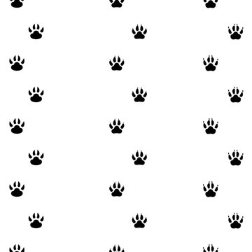 Black footprints of dogs, seamless track -vector illustration