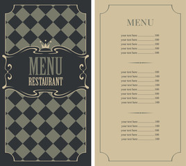 vector template menu with price and crown