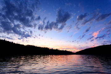 Fototapeta na wymiar Sunset over Georgetown Lake in Montana