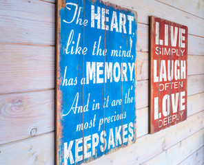 Old wood panels with text