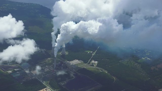 AERIAL Smoke Clouds Nuclear Power Florida