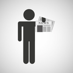 silhouette man newspaper icon vector illustration eps 10