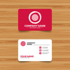 Business card template with texture. Golf ball sign icon. Sport symbol. Phone, web and location icons. Visiting card  Vector