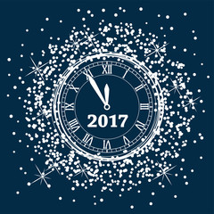 Obraz na płótnie Canvas vector new year 2017 background design with a clock