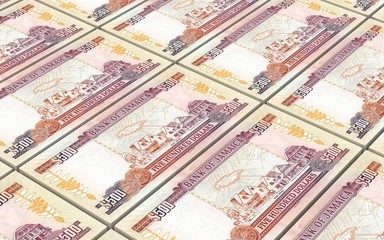 Jamaican dollar bills stacks background. 3D illustration