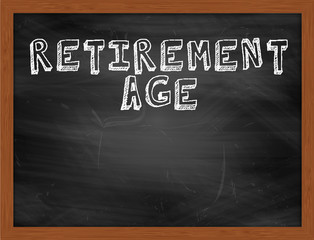 RETIREMENT AGE handwritten text on black chalkboard