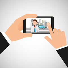 hand hold mobile news reporter vector illustration eps 10