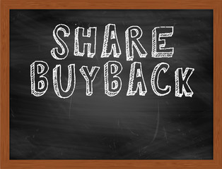 SHARE BUYBACK handwritten text on black chalkboard