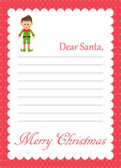 cartoon letter to santa with elf