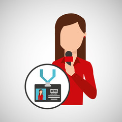woman journalist card news graphic vector illustration eps 10