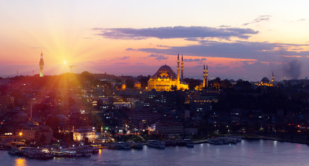 Fototapeta premium The historic center of Istanbul at sunset. Turkey.