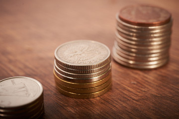 growing stacks of coins