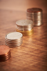 growing stacks of coins