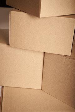many of the cardboard boxes close-up