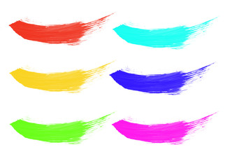 Obraz premium Paint series. Paint brush smearing multicolored paint on a white surface.