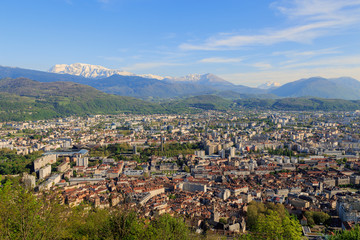 Fototapeta na wymiar Grenoble, view over the city and the Alps.