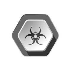 Biohazard - flat hexagon vector icon on the gray background.