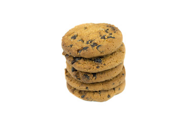 Chocolate chip cookie isolated on white