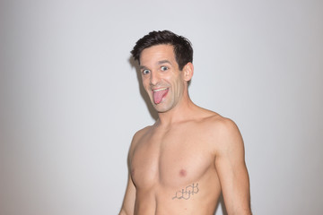 Fototapeta premium man playful studio head face