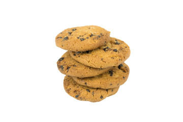 Chocolate chip cookie isolated on white