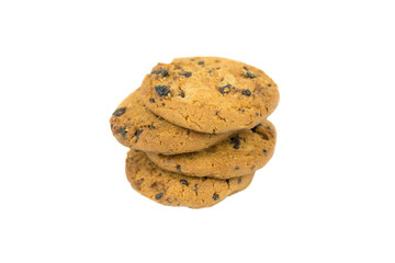 Chocolate chip cookie isolated on white