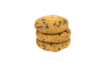 Chocolate chip cookie isolated on white