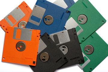 Pile of color floppy disks