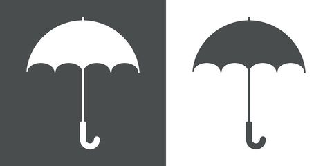 Icono plano paraguas abierto gris