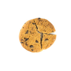 broken Chocolate chip cookie on white
