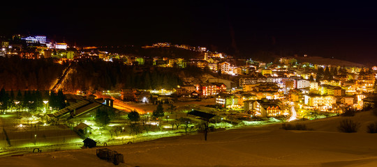 Panoramic view about Andalo city by night