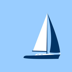 Sail Yacht Boat Flat Icon Vector Illustration