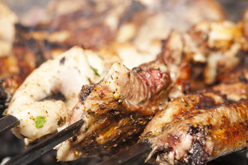 barbecue pork, close-up