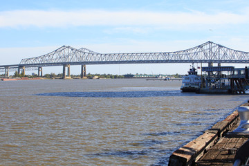 Crescent City Connection Bridge carries traffic over the Mississippi river