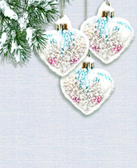 Snow covered trees. frame. Festive Christmas composition. Card.