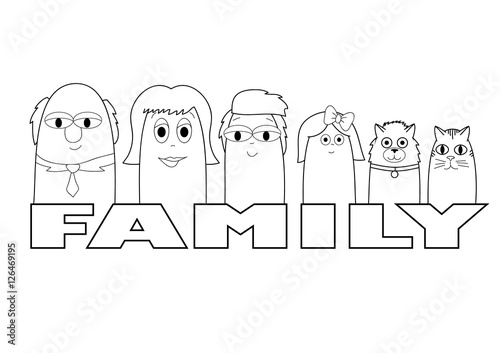 "Coloring page - Family" Stock image and royalty-free vector files on