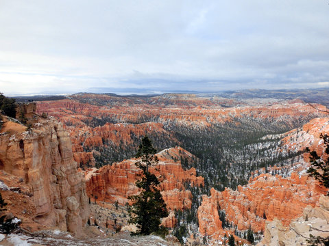 Bryce Canyon National park during winter with snow landscape