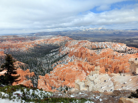 Bryce Canyon National park during winter with snow landscape
